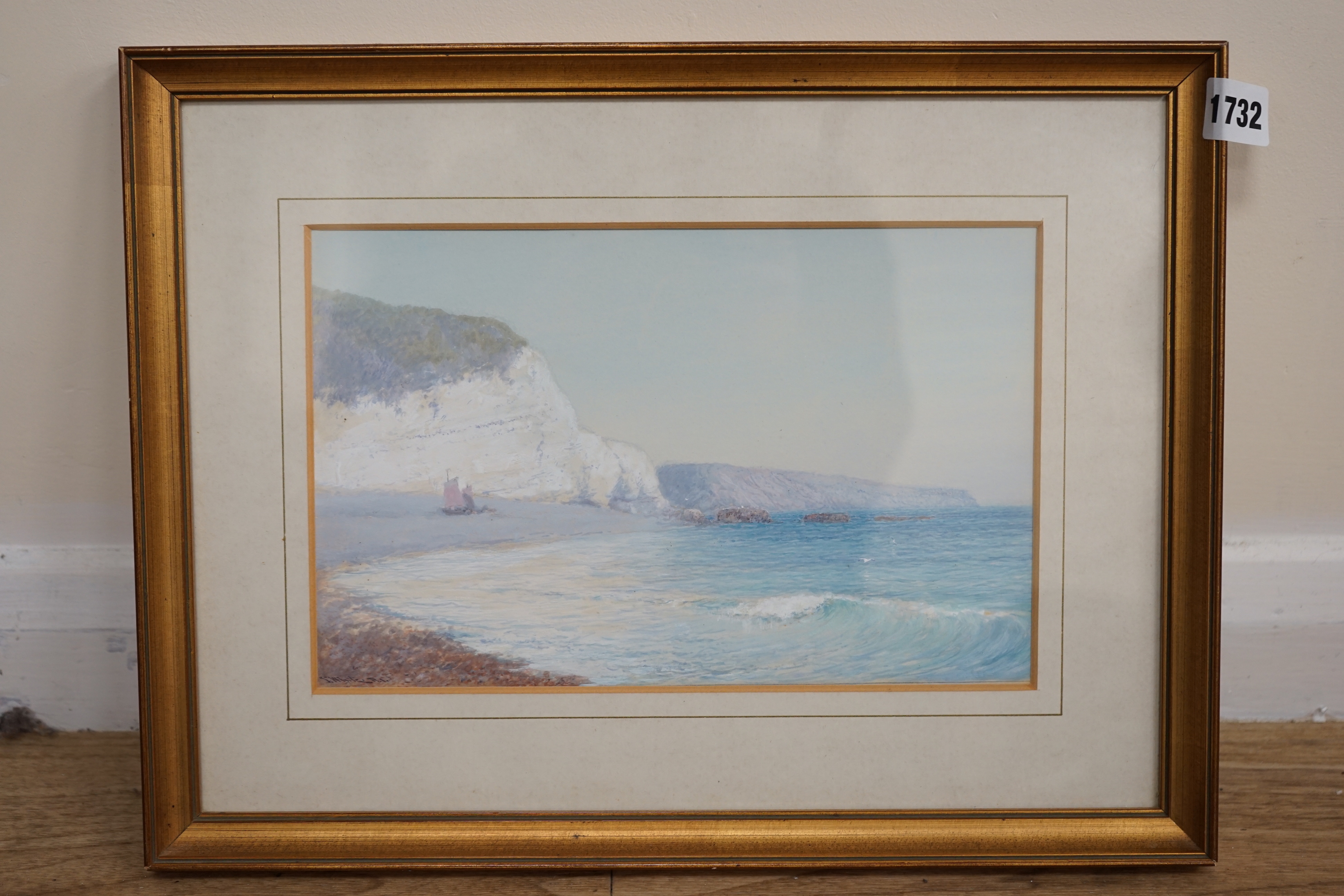 John White (1851-1933) gouache, Devon coastal scene, signed, 18 x 27cm